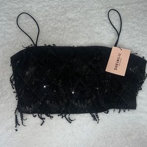 SHEIN sparkly black crop top